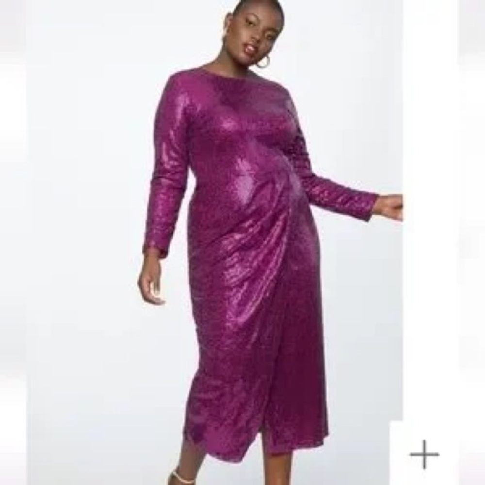 Eloquii plus/curve Sequin Maxi Dress w/Wrap skirt NWT
Magenta Sz. 18